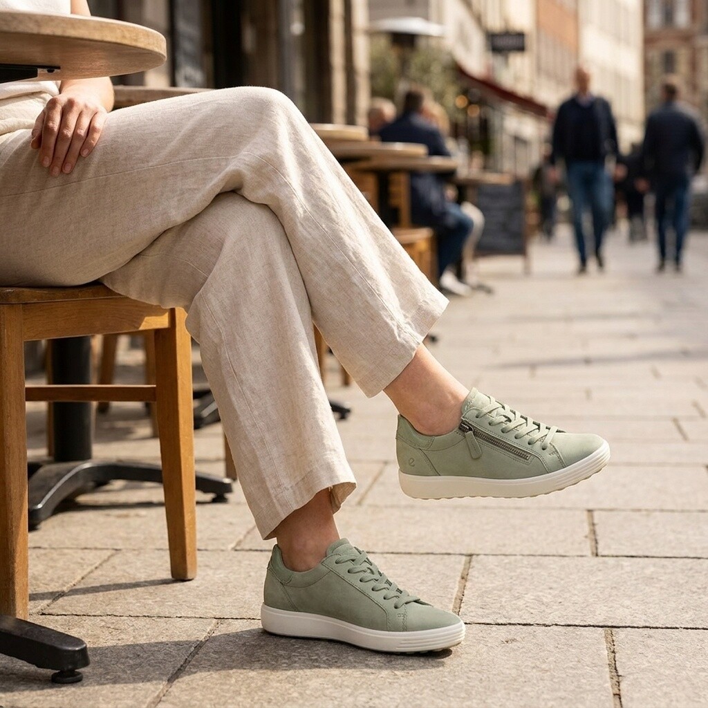 Ecco Ecco Soft 7 Side Zip Sneakers groen Nubuck