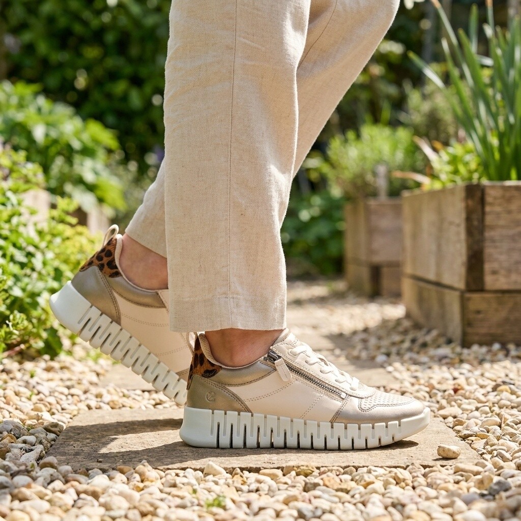 Ecco Ecco Gruuv Sneakers wit Leer Beige