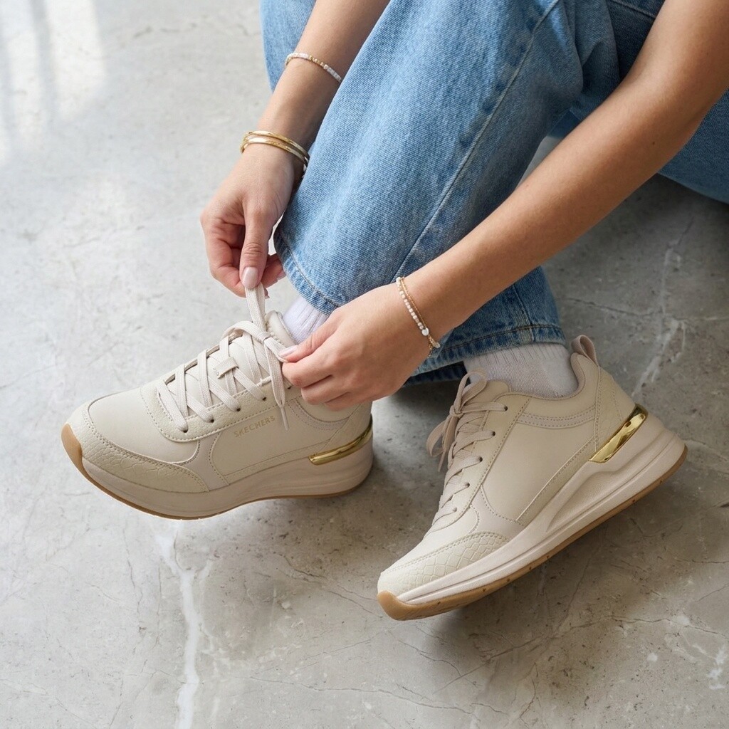 Skechers Skechers Billion 2 Fine Shine Wedge Sneakers beige