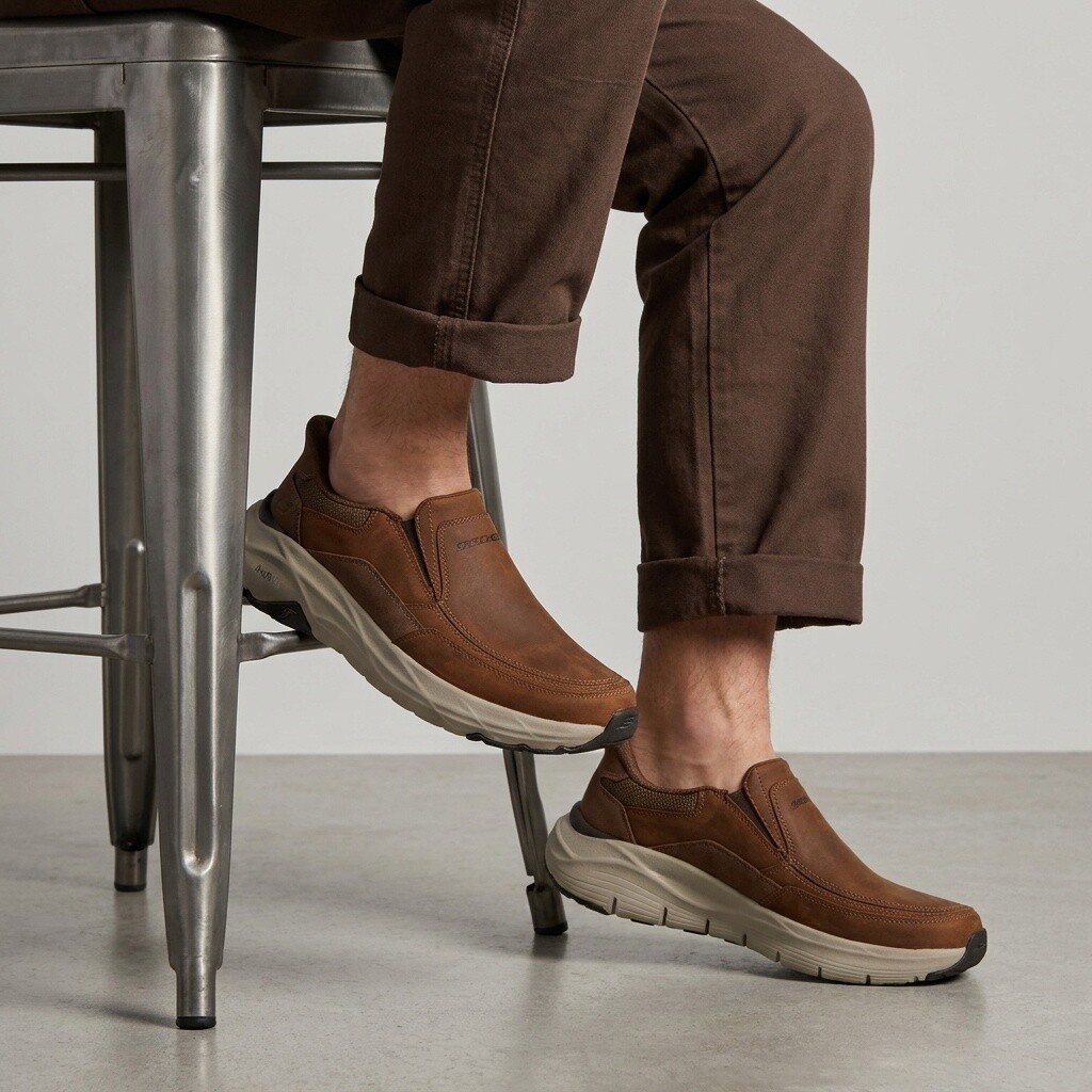 Skechers Skechers Arch Fit Maverick Instappers bruin Leer