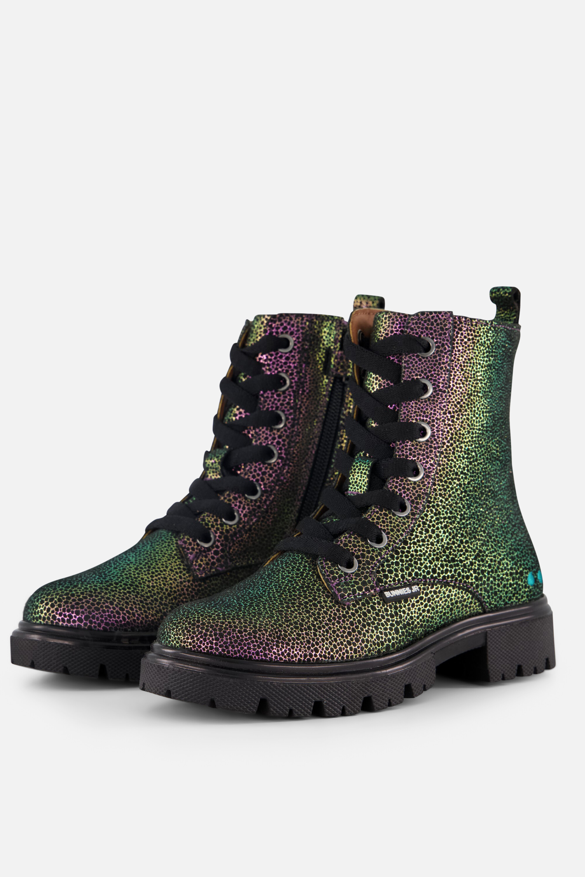 BunniesJR BunniesJR Saar Veterboots zwart Leer