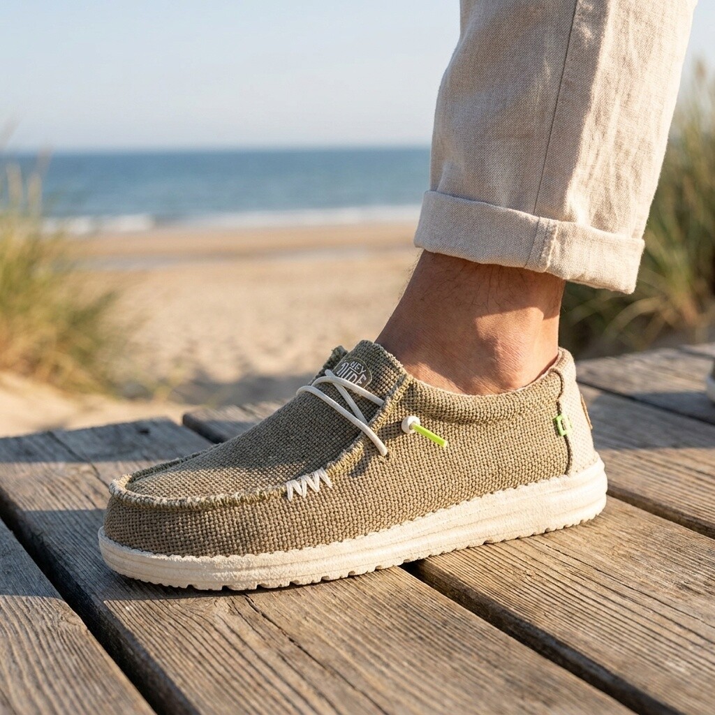HEYDUDE HEYDUDE Wally Braided Instappers groen Canvas