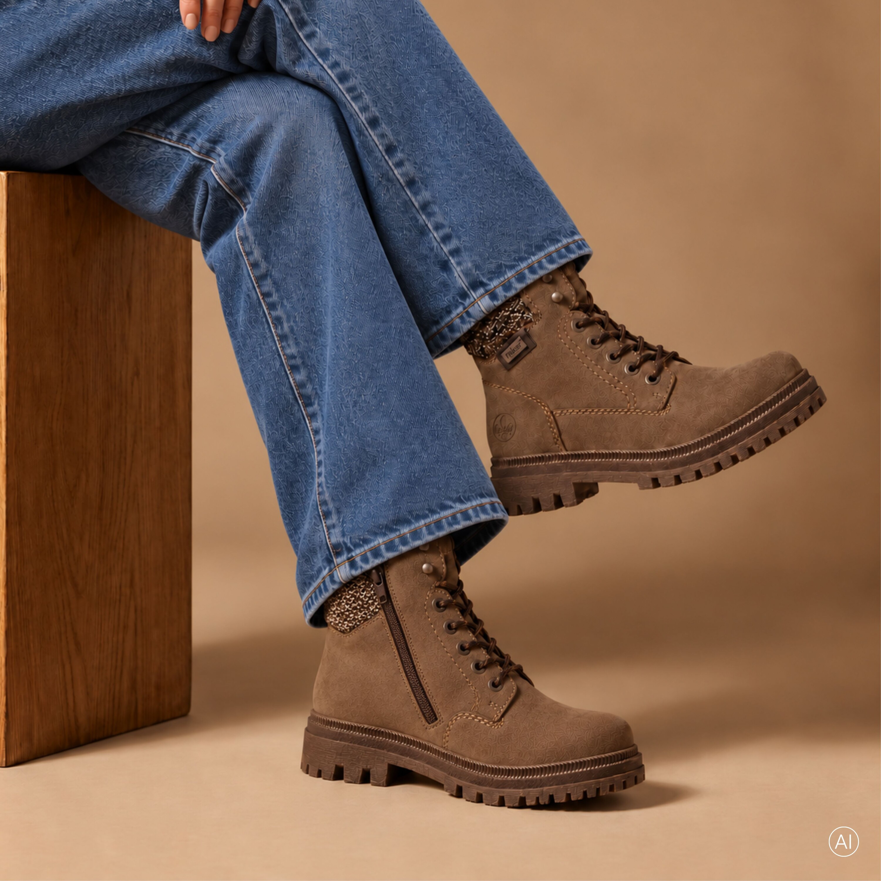 Rieker Rieker Veterboots beige