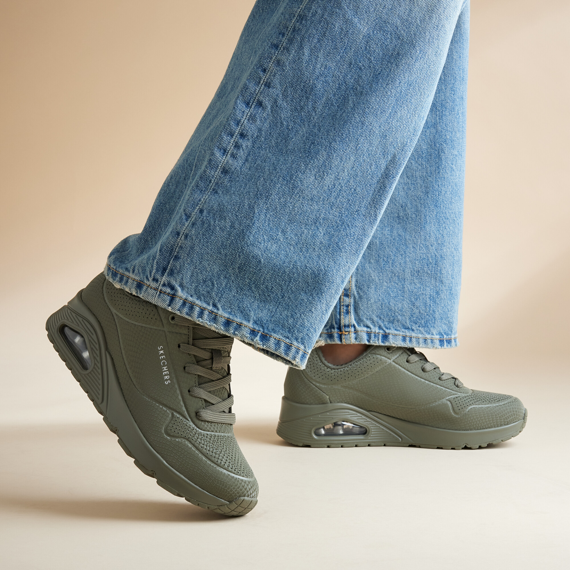 Skechers Skechers Uno Shiny Scale Sneakers groen Textiel