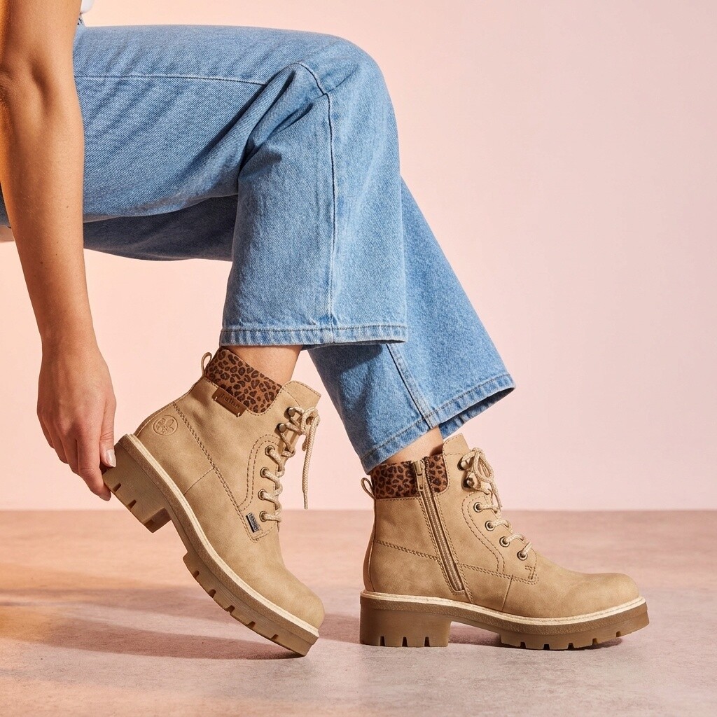 Rieker Rieker Veterboots beige Synthetisch