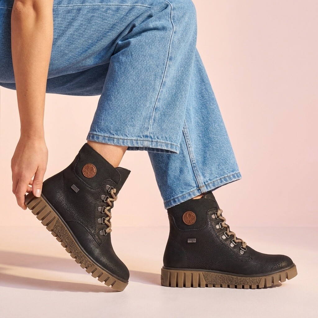 Rieker Rieker Veterboots zwart Synthetisch