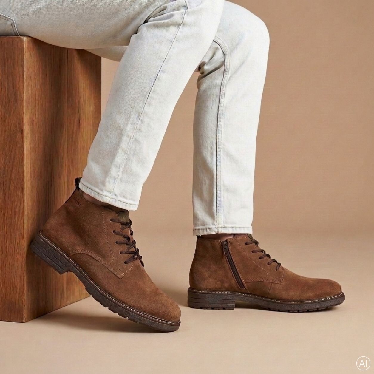 Rieker Rieker veterboots cognac