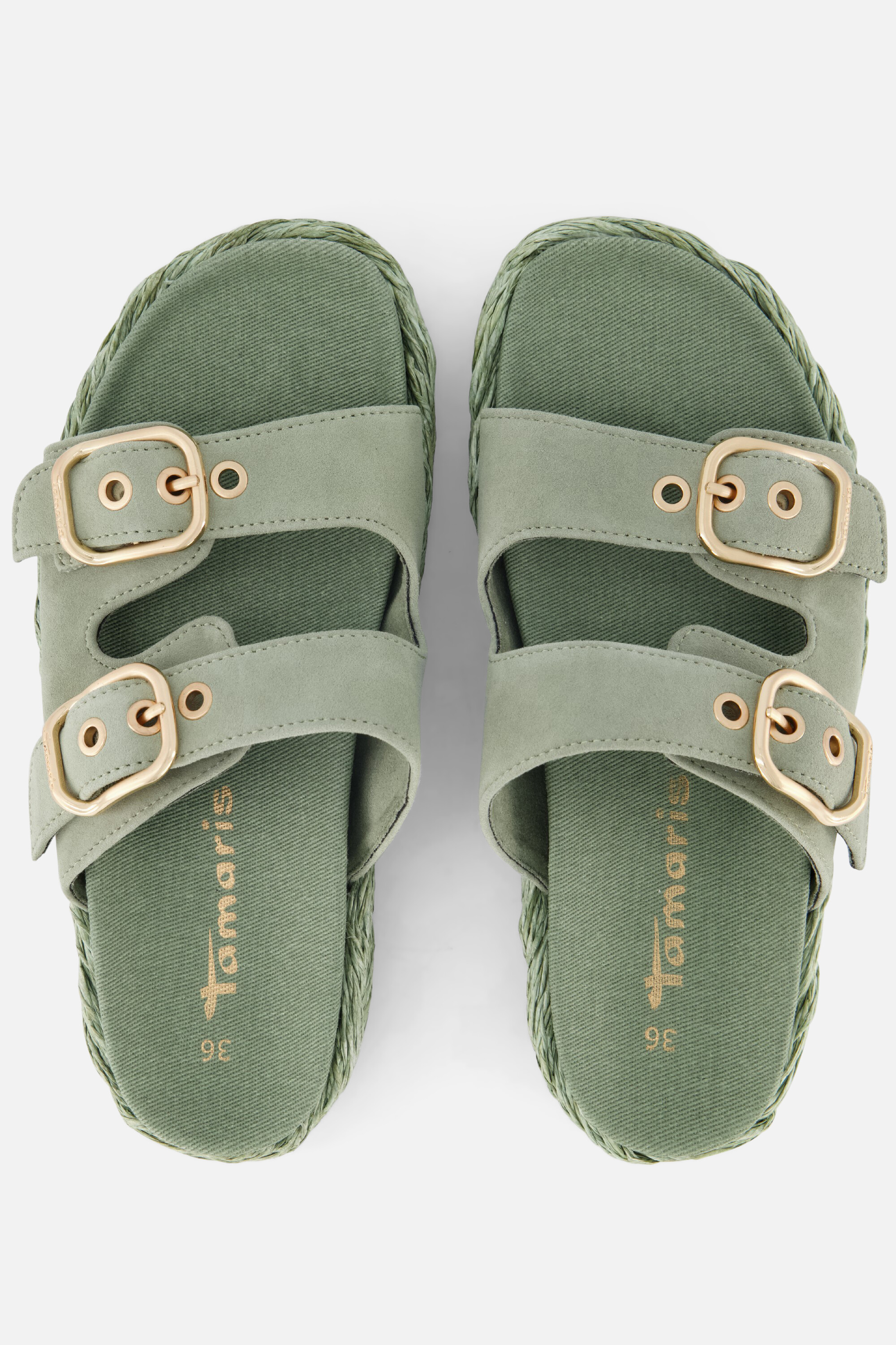 Tamaris Slippers groen Leer, foto 3