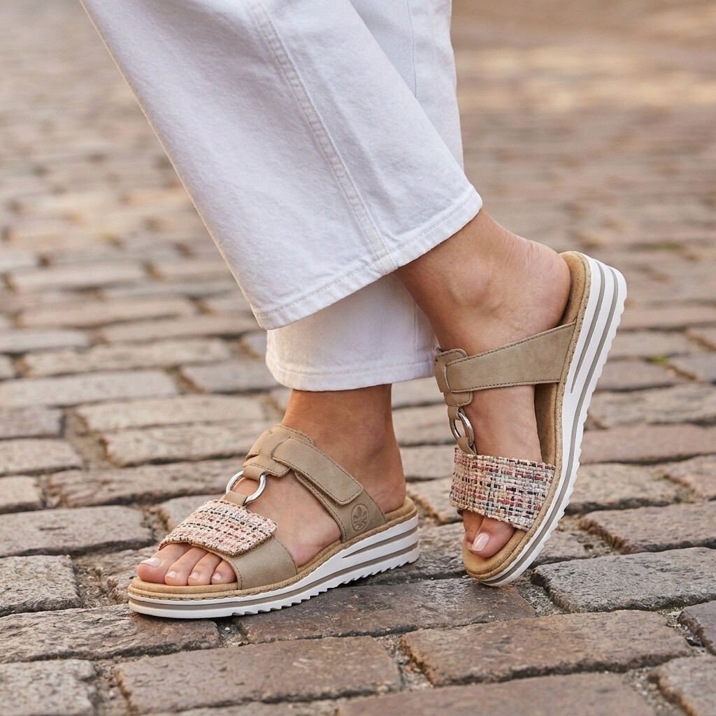 Rieker Rieker Slippers E1/2 beige combi Synthetisch