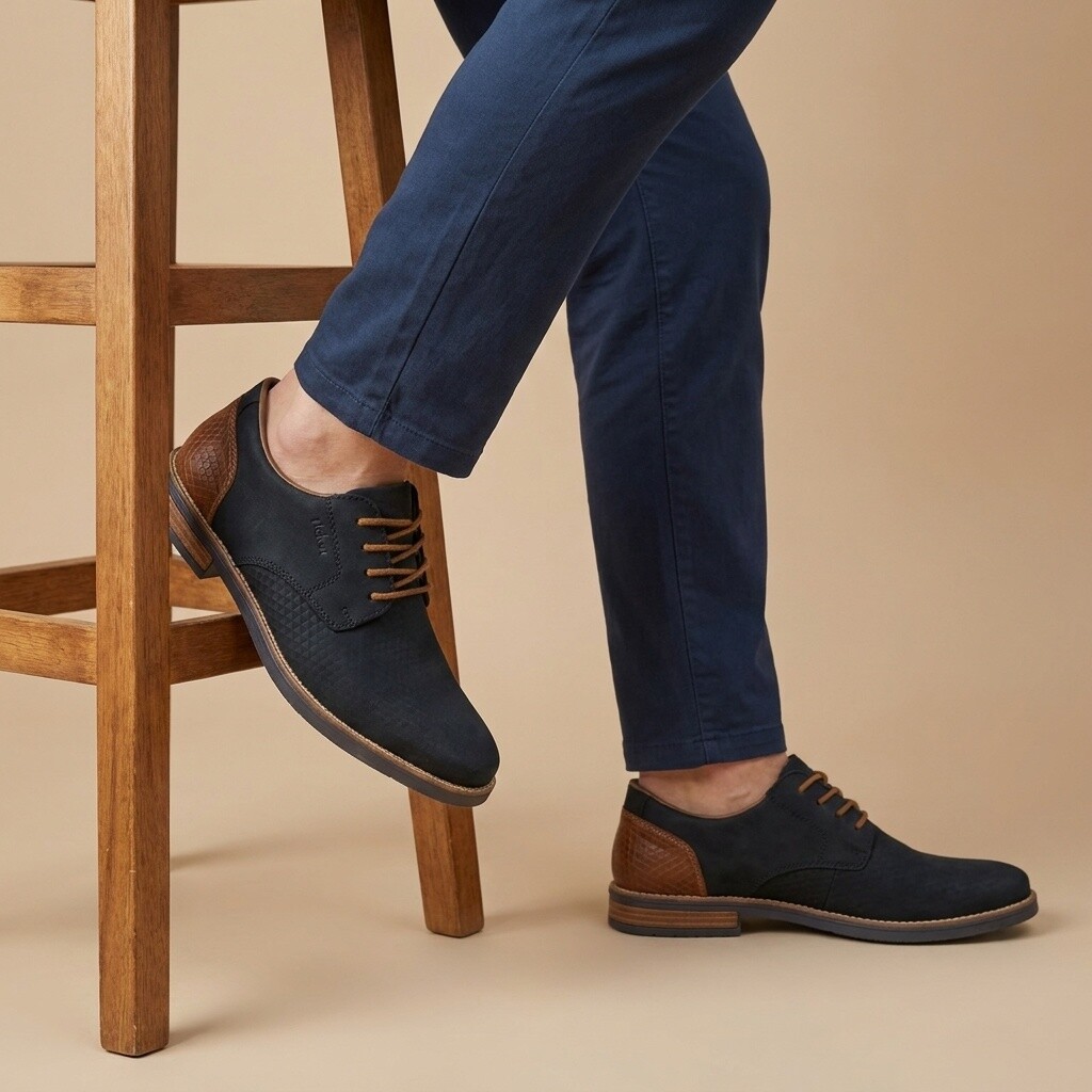 Rieker Rieker Veterschoenen blauw Leer