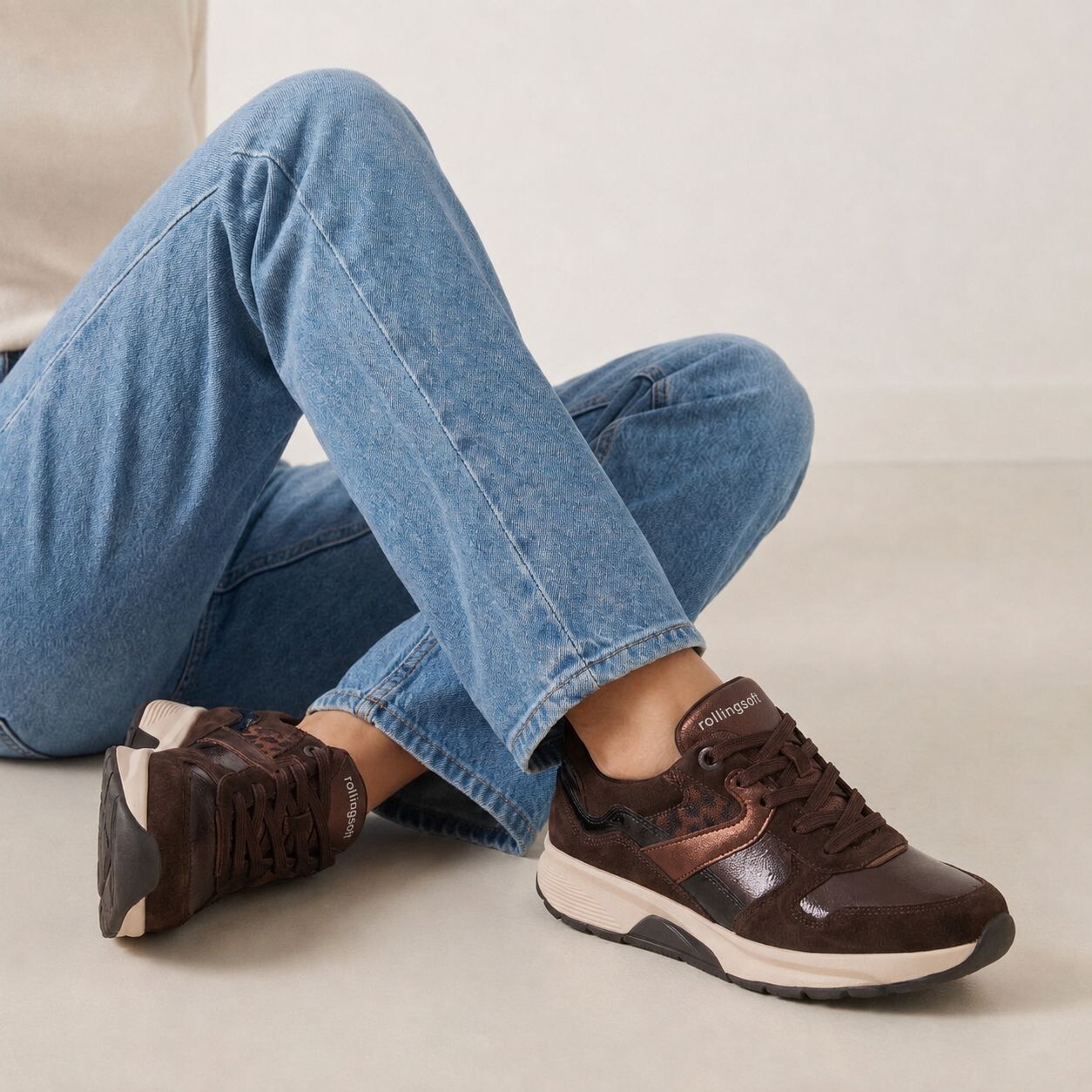 Gabor Gabor Rollingsoft Sneakers bruin Suède