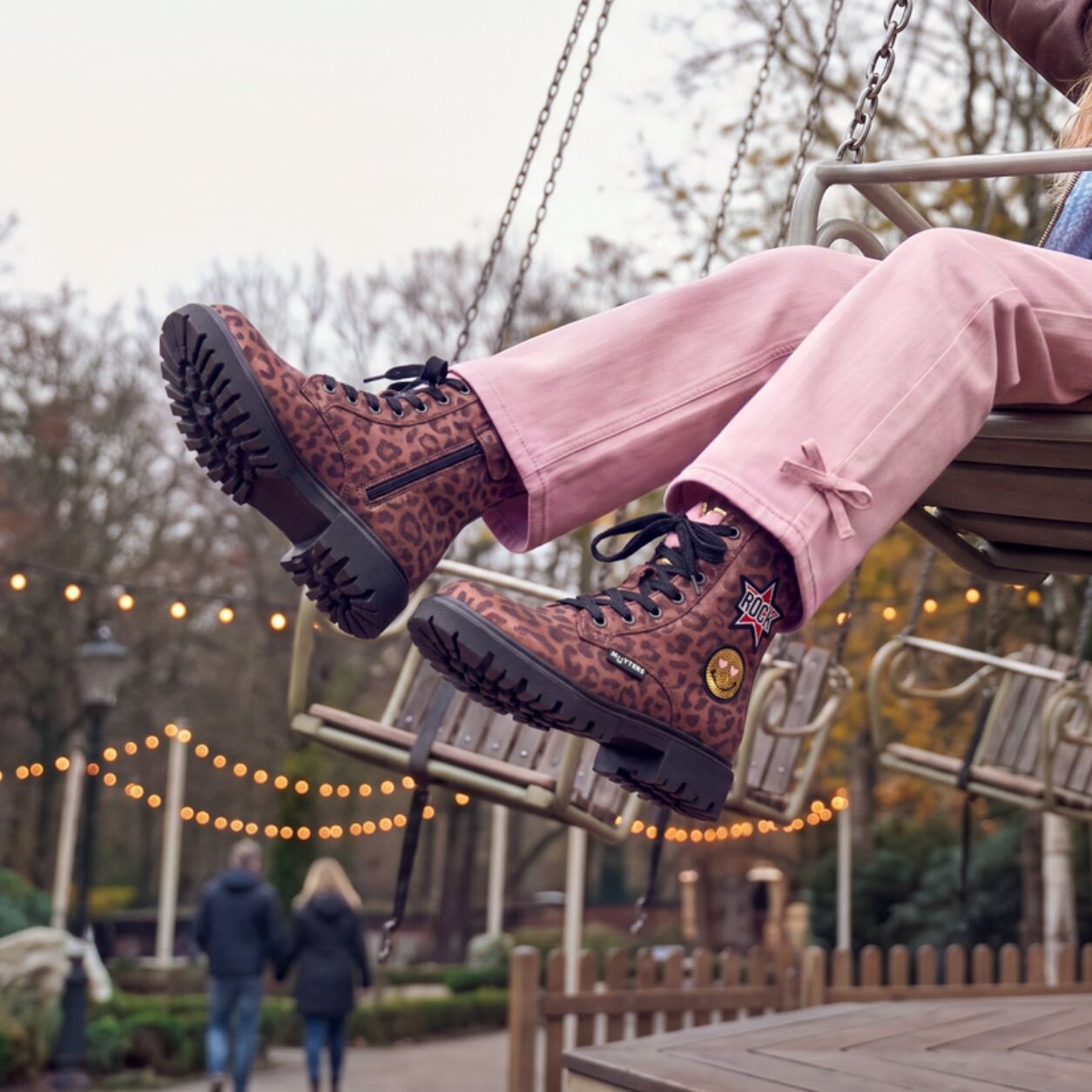 Muyters Rock Veterboots bordeaux Leopard Leer - Maat 31 - Kinderschoenen