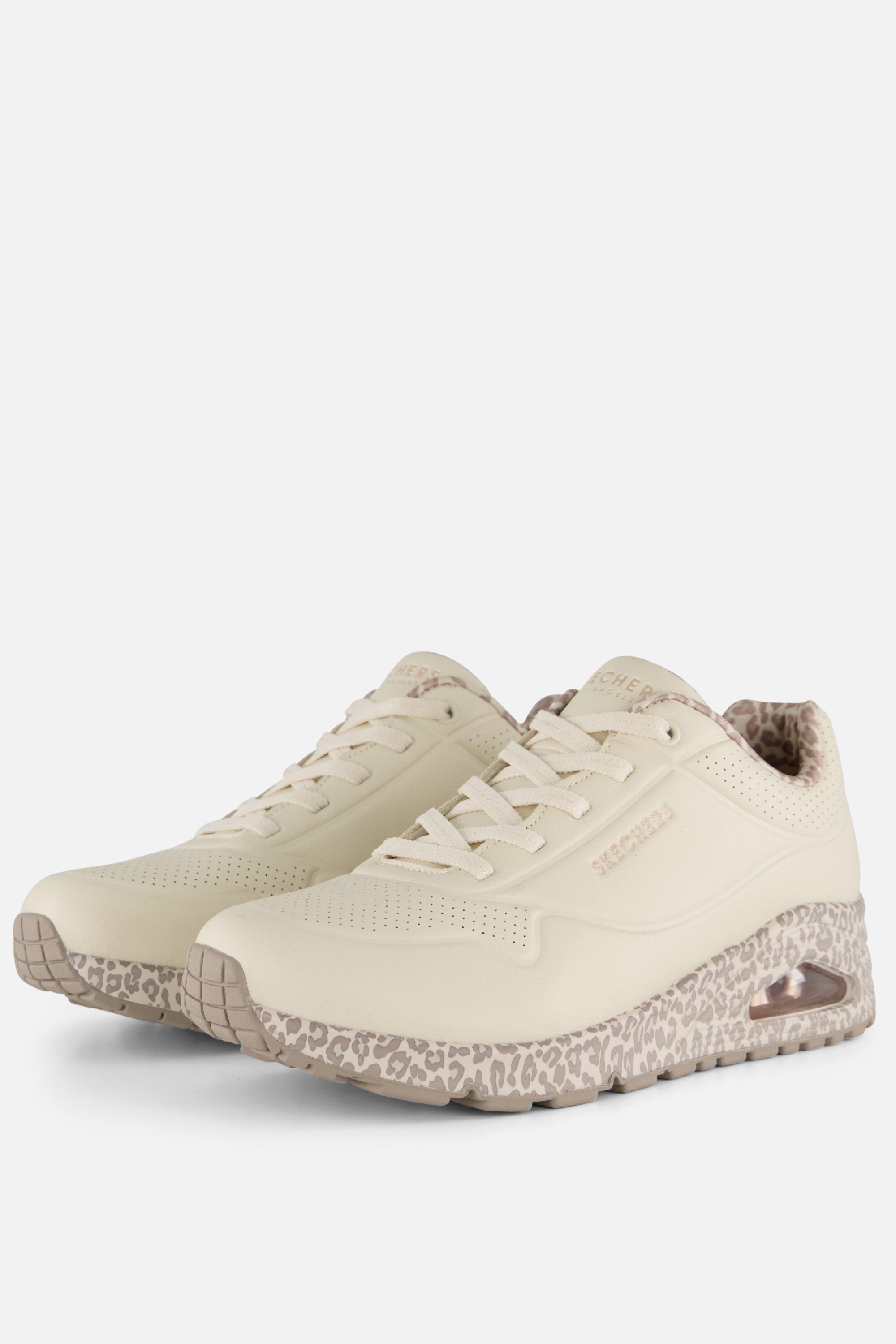 Skechers Skechers Uno Leopard Sneakers wit Textiel