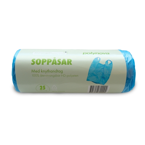 Abfallbeutel aus HD-Kunststoff mit Zugband - 30L 480x590mm 12my blau - 25 St.