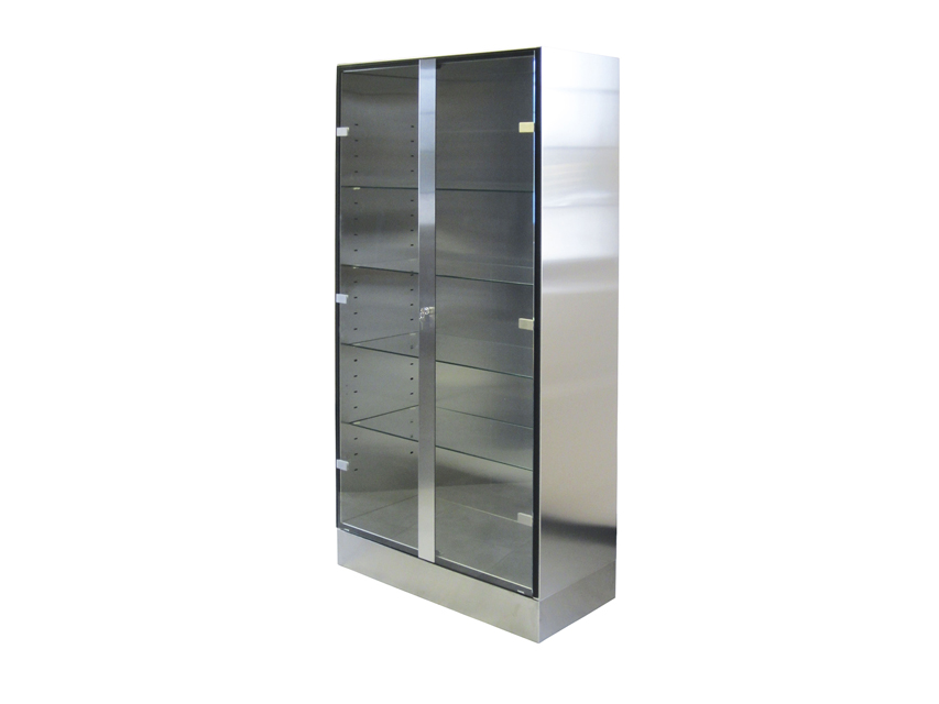 Glas- und Edelstahlschrank