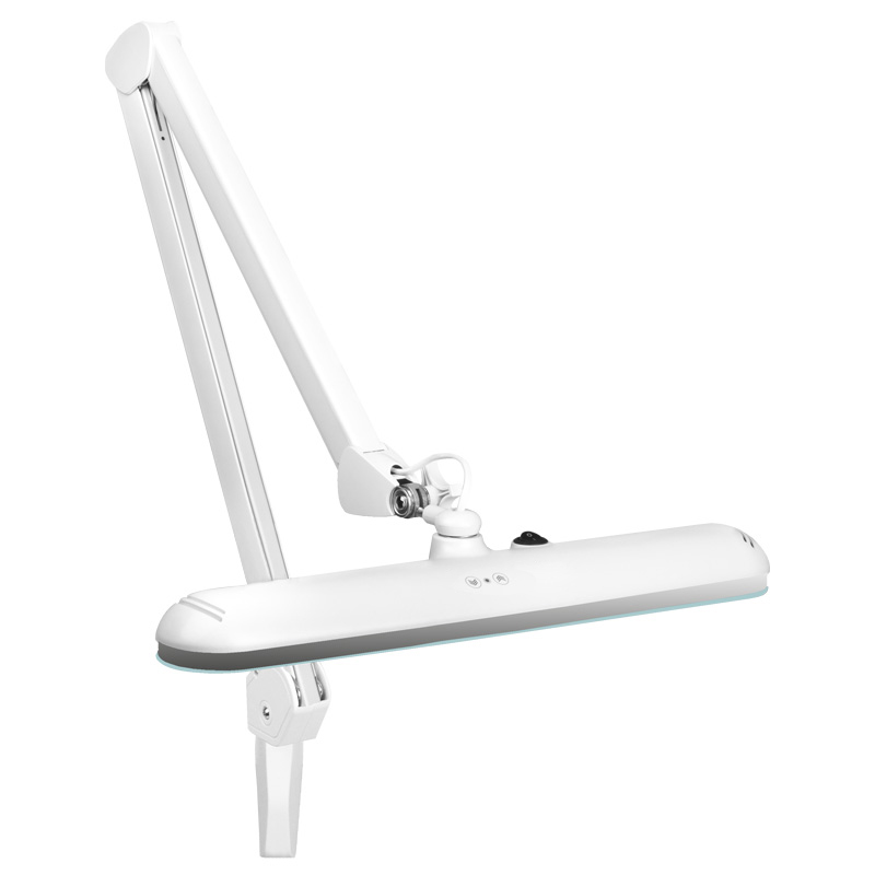 Elegant LED-værkstedslampe 801 l med skruestik reg. hvid lysintensitet