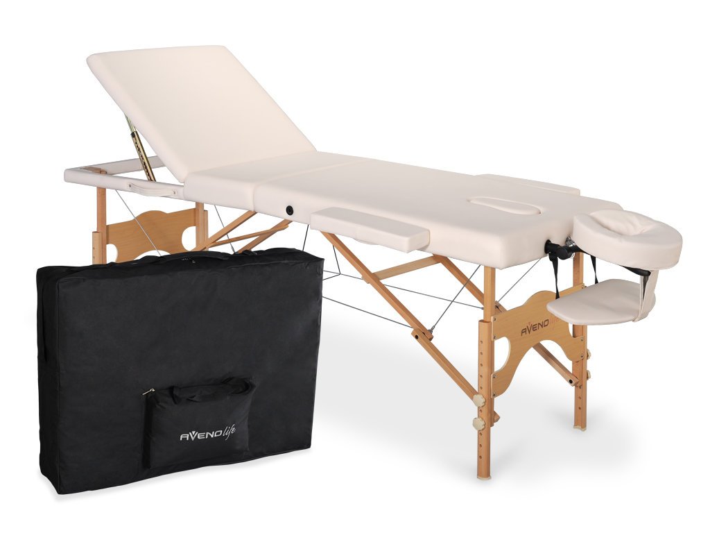 Transportabel massagebriks i træ med justerbart ryglæn - EDEN - Beige
