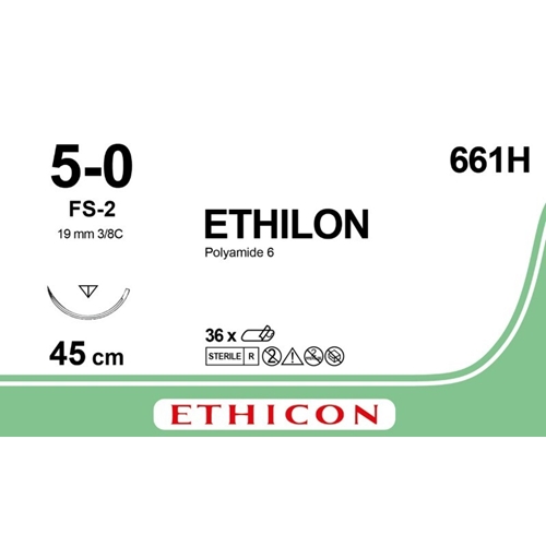 Ethilon sutur 5-0 G661H - 45 cm nål FS-2 - 36 stk.