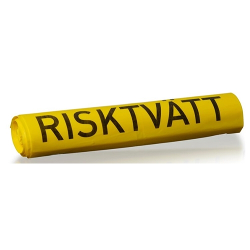 Affaldssæk plast TR risikotøjvask - 125L 750x1150mm 70my gul - 10 stk