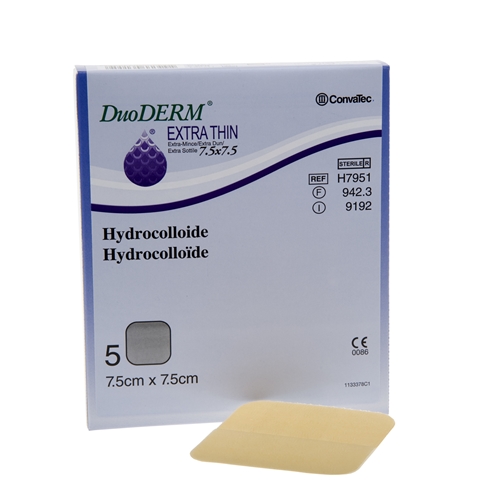 Hydrokolloidbandage DuoDERM Extra Thin - 7,5x7,5 cm - 5 stk.