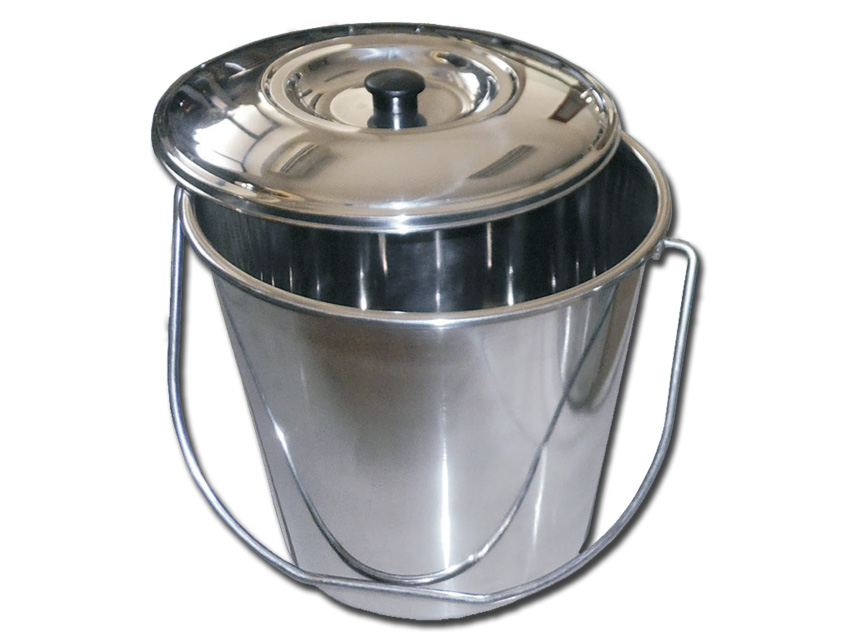 Eimer aus Edelstahl mit Deckel - 12 l