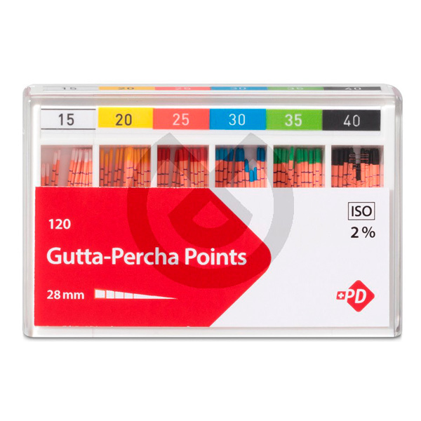 Guttaperkaspetsar 2% – Calibrated Guttapercha Iso 25