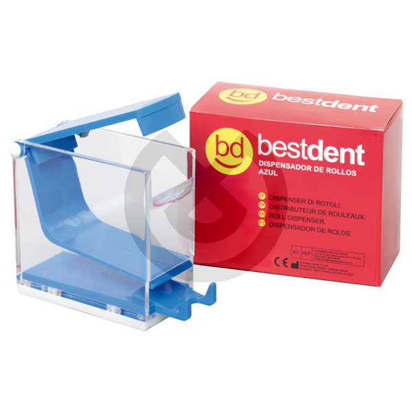 Blå dispenser til bomuldsruller - BESTDENT