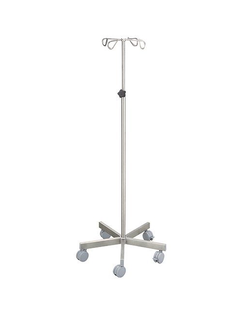 Infusionsstativ med aluminiumsram og fod i rustfrit stål - D-72/D-73 - 2 krokar