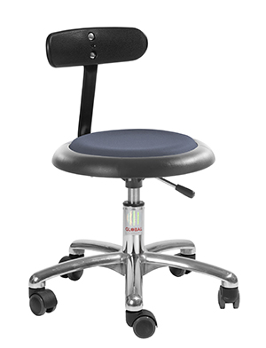 Hocker Micro mit Fußkreuz aus Aluminium und Rückenlehne