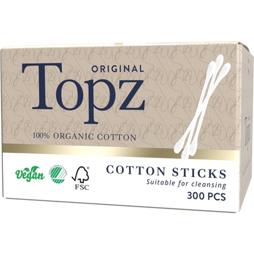 Öronpinne papper Topz - 8cm m bomull 300-p Svanen - 300 st