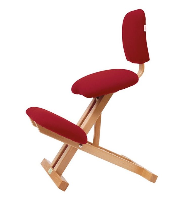 Ergonomisk knæstol med ryglæn og træbase