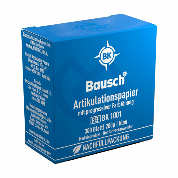 Artikulationspapir, ref. (300) 0,2 mm, blåt - BAUSCH