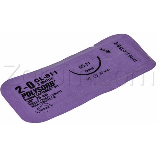 Sutur R Polysorb 2-0 multifil – 75cm GS21 Violett – 36 st