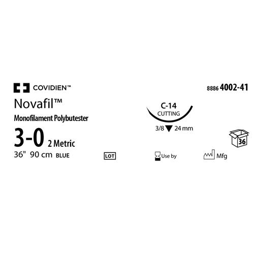 Sutur E Novafil 3-0 monofil – 90cm C14 blå – 36 st