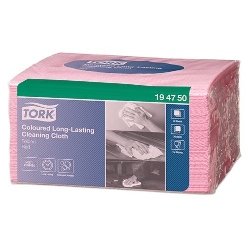 Farvekodet Tork-klud W8 - 30x38cm rød Tork Premium - 320 stk.