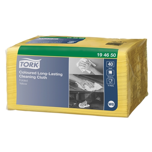 Farvekodet aftørringsklud W8 - 30x38cm gul Tork Premium - 40 stk.