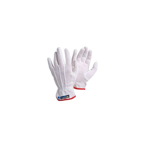 Glove knitted PVC dots white - Medium - 12 pcs