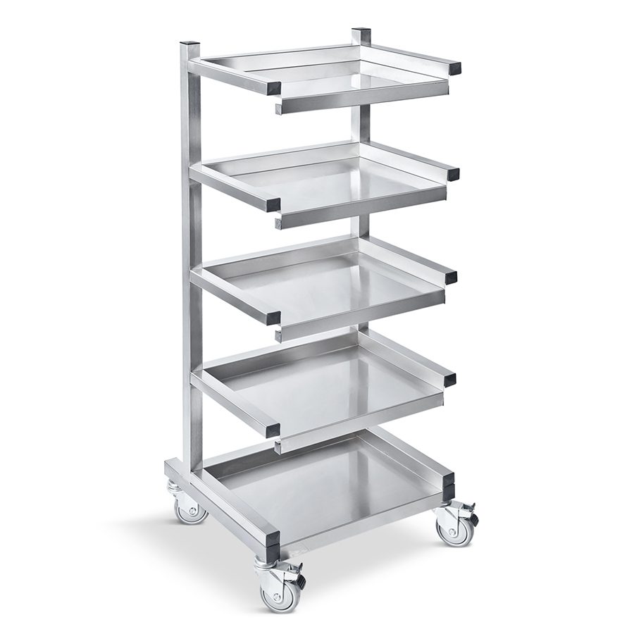 Wózek transportowy z 5 półkami i 2 hamulcami - 40 x 60 x 130 cm - D-51