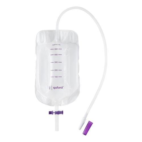Tømbar urinpose Qufora - 0,5L 50cm T-ventil afklippelig - 10 stk