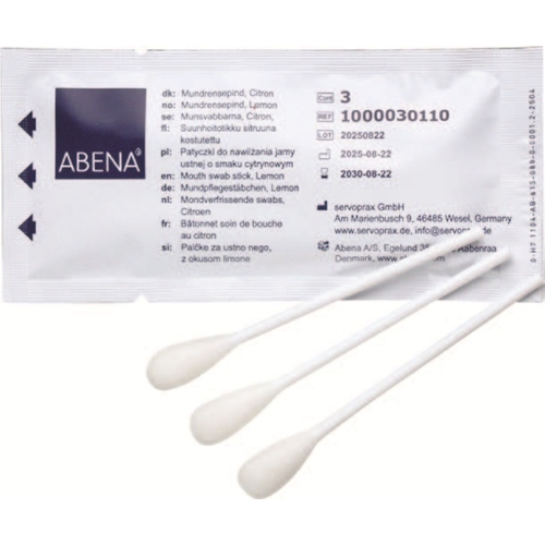 Muntork/Munsvabb Abena - vit pinne bomullstopp lemon - 75 st