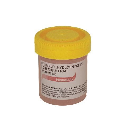 Formaldehydopløsning bufret 4% - 40ml i 70ml PP-bøtte - 25 stk