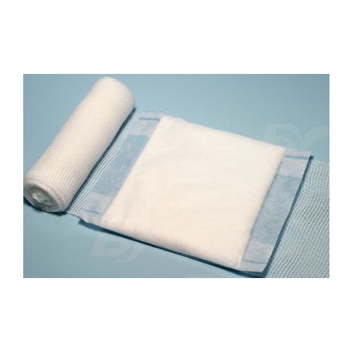 Førstehjælpsforbinding Bastos Viegas - 10x10cm abs-forbinding+binde 4m - 108 stk