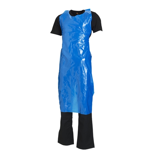 Engangsforklæde i plast Worksafe - 85x130 cm 35 my blå i pose - 50 stk.