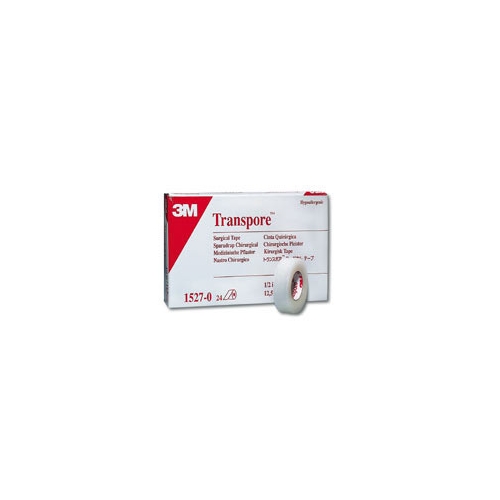Perforeret plasttape Transpore - 2,5 cm x 9,1 m - 12 stk.