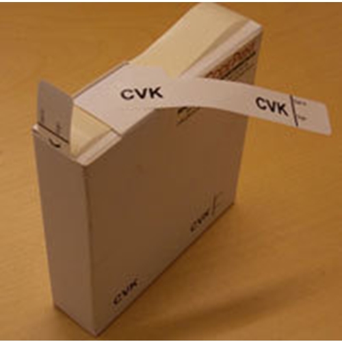 Selvklæbende etiket CVK - 13x80mm hvid/sort tekst rle250