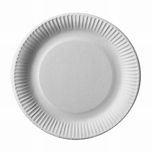 Flad paptallerken - 23cm hvid - 100 stk