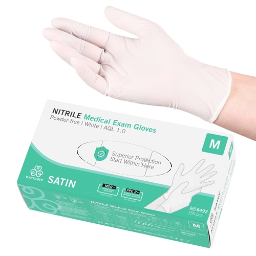 Evercare PF nitrilhandsker - M satin med AQL 1.0 - 150 stk.