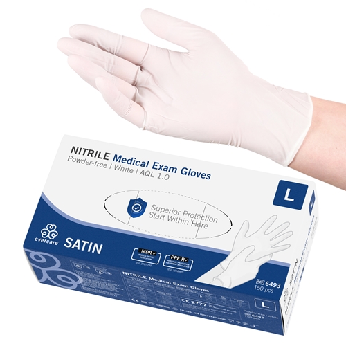 Nitrilhandschuhe Evercare PF - L Satin vit AQL 1.0 - 150 St.