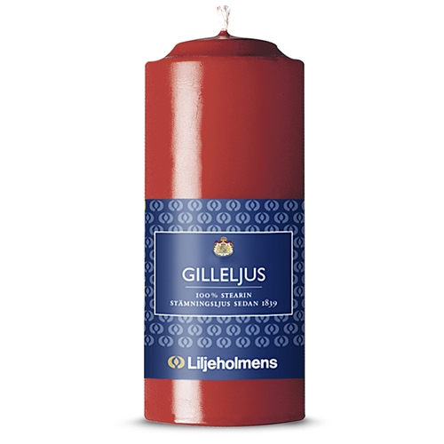 Bloklys Gille stearin - 12 cm rød 17,5 timer Svanemærket - 10 stk.