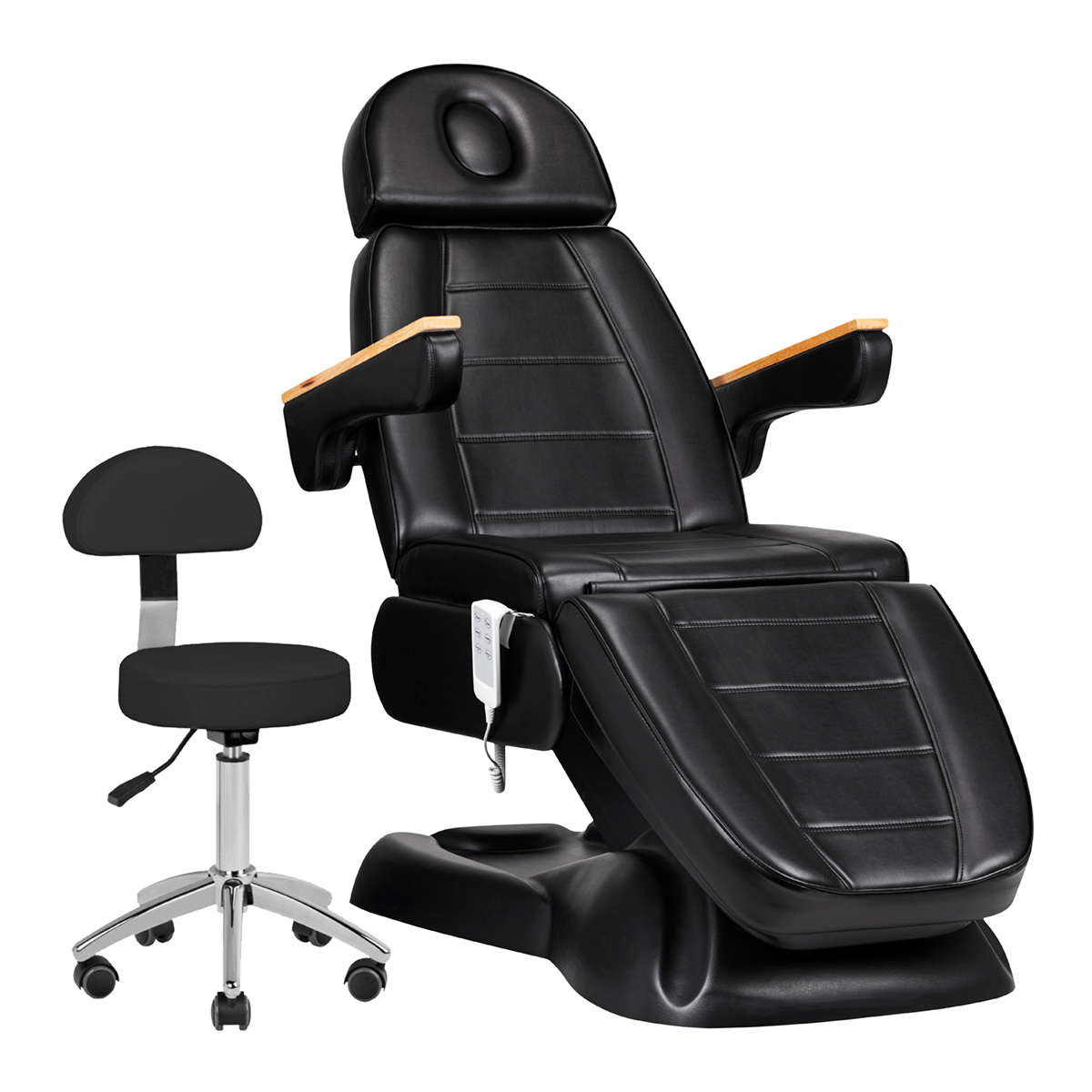 Elektryczny fotel kosmetyczny SILLON Lux 273b + taboret 304 czarny